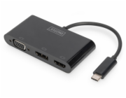 DIGITUS USB-C™ 3v1 adaptér pro tři monitory  (HDMI, DP, VGA)