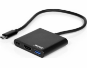 Port Connect 900140 PORT CONNECT USB-C HUB, HDMI 1X 4K + USB-A + USB-C, černý