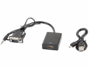 Lanberg HDMI AV adaptér - D-Sub (VGA) + Jack 3,5 mm černý (AD-0021-BK)