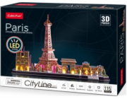 Puzzle 3D Pařížs s LED světlem - 115 dílků