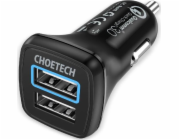 Nabíječka do auta Choetech C0051, 30W QC 3.0 se dvěma porty (černá)