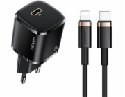 Usams nabíječka USAMS Load. síť. 1xUSB-C T36 mini 20W + USB-C-Lightning kabel černý / černý PD3.0 Fast Charging XFKXLOGTL01 (US-CC124 + US-SJ484)