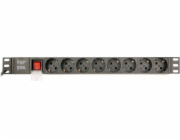 EnerGenie EG-PDU-014 Jednotka rozvaděče napájení (8 zásuvek Schuko, 1U, 16A, zástrčka Schuko, 3 m, černá barva)