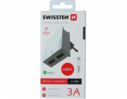 Swissten Síťový Adaptér Smart Ic 2X Usb 3A Power + Datový Kabel Usb / Type C 1,2 M Bílý