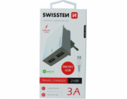 Nabíječka cestovní SWISSTEN 2x USB, IC, 3A, + microUSB kabel, bílá