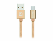 Swissten Datový Kabel Textile Usb / Usb-C 1,2 M Zlatý