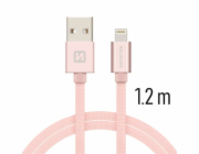 Swissten Datový Kabel Textile Usb / Lightning 1,2 M Růžovo/Zlatý