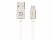 Swissten Datový Kabel Textile Usb / Usb-C 0,2 M Stříbrný