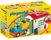 Vyklápěcí auto s garáží Playmobil, 1.2.3, 6 dílků