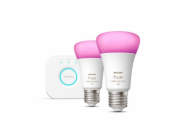 Philips Hue HueWCA Starter Kit 2ks Bridge | E27 | 11 W | Bílé a barevné světlo 2000K-6500K +16 milionů barev | Bluetooth a Zigbee