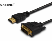 Savio CL-139 adaptér k video kabelům 1,8 m DVI-A HDMI Typ A (standardní) Černá