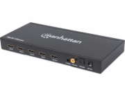 Manhattan 1080p 4-Port HDMI Multiviewer Switch, Switch with Four Inputs on One Display, Video Bandwidth Amplifier, Remote Control, Black, Three Year Warranty, Box