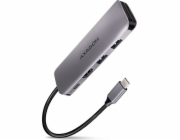 AXAGON HMC-5, USB 3.2 Gen 1 hub, porty 2x USB-A, HDMI, SD/microSD slot, PD 100W, kabel USB-C 20cm