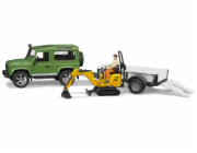 Bruder LAND ROVER + přepravník, mikrobagr JCB