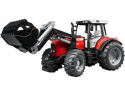 Bruder Traktor Massey Ferguson 7480 s čelním nakladačem, přívěs na dřevo (02046)