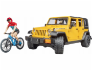 Bruder Jeep Wrangler Rubicon s cyklistou a kolem