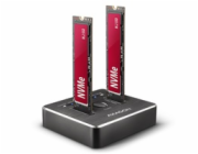 AXAGON ADSA-M2C, USB-C 3.2 Gen 2 -  2x M.2 NVMe SSD CLONE MASTER dokovací stanice