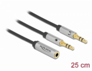 Adaptér pro sluchátka DeLOCK 3,5 mm 4kolíková jack zásuvka > 2x 3,5 mm 3pinová jacková zástrčka