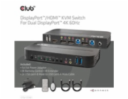 Club3D síťový přepínač - Switch, DP/HDMI KVM Switch - Dual DP 4K 60Hz