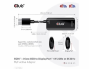 Club3D Adaptér HDMI + Micro USB na DisplayPort 4K120Hz/8K30Hz, aktivní adaptér M/F