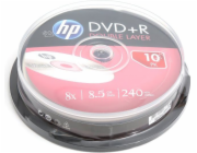 1/2 HP DVD+R 8,5GB 8x, cakebox, 10ks (DRE00060-3) DVD+R HP 8,5 GB (240min) DL 8x 10-cake