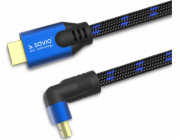 HDMI-HDMI V2.1, 1,8 m, 8k, Angular, OFC, měď, Zlaté tipy, Ethernet/3D CL-147 SAVIO Blue-Black