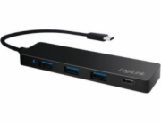 USB HUB LogiLink USB-C 3.1, 4portový, Ultra Slim, černý UA0311