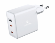 Swissten Síťový Adaptér GaN 2x USB-C + 1x USB 70W PD Bilý