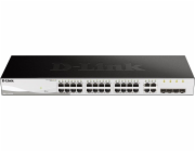 D-Link DGS-1210-28 28-port Gigabit Smart+ Switch, 24x GbE, 4x RJ45/SFP, fanless