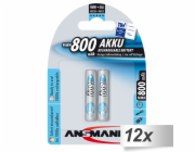 12x2 Ansmann maxE NiMH Akku Micro AAA 800 mAh