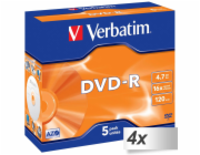 4x5 Verbatim DVD-R 4,7GB 16x Speed, Jewel Case