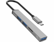 ORICO HUB USB-C; 3x USB-A (2x2.0 1x3.1) TF 5 GBPS AH-12F-GY-BP