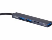 ORICO HUB USB-A; 3x USB-A (2x2.0 1x3.1) TF 5 GBPS AH-A12F-GY-BP