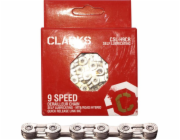 Clarks Cyklistický řetěz YBN CSL-H9CR SHIMANO CAMPAGNOLO SRAM (9 rychlostí, 1/2x11/128, 116 článků, 6,4 mm, článek řetězu, Super Light, Chrome) Samomazný stříbrný