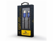GEMBIRD CABLEXPERT Kabel USB 2.0 AM na Type-C kabel (AM/CM), 1m, opletený, jeans, blister, PREMIUM QUALITY