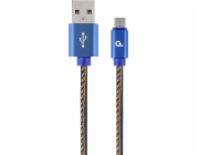 GEMBIRD CC-USB2J-AMmBM-2M-BL Premium jeans denim Micro-USB cable with metal connectors 2m blue