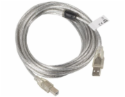 Lanberg CA-USBA-12CC-0050-TR USB-A (M) na USB-B (M), 5m LANBERG USB-A (M) na USB-B (M) 2.0 kabel 5m, transparentní