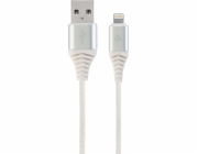 Gembird kábel nabíjací Lightning 8-pin (M) na USB 2.0 (M), prémiový, opletený, 2 m, biely