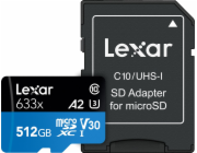 Lexar 633x MicroSDXC karta 512GB Class 10 UHS-I/U3 A2 V30 (LSDMI512BB633A)