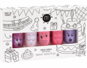 Nailmatic Nailmatic Kids Party sada laků na nehty Sheepy 8ml + Polly 8ml + Cookie 8ml + Kitty 8ml + Piglou 8ml