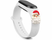 Vánoční silikonový náramek Hurtel Strap pro Xiaomi Mi Band 4 / Mi Band 3 Vánoční silikonový náramek bílý (Santa Claus)