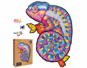 Puzzle Puzzler dřevěné, barevné - Hypnotický chameleon