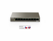 Tenda TEF1109P-8-63W PoE AT switch 8x PoE 802.3af/at, 9x 100Mb/s, PoE+ celkem 58W, fanless