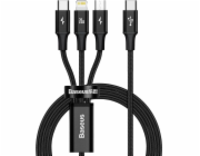 Baseus Rapid Series nabíjecí/datový kabel 3v1 USB-C/ (microUSB + Lightning  PD 20W + USB-C) 1.5m černá