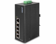 Planet ISW-504PT Průmyslový Switch 5x RJ-45, VLAN + Extend, -40~+75°C, PoE+ 802.3af/at 120W, 12-48VDC power-in