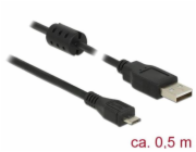 Delock Kabel USB 2.0 Typ-A samec > USB 2.0 Micro-B samec 0,5 m černý