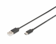 Digitus Připojovací kabel USB C na A  1,0 m, 3A, 480 MB, verze 2.0