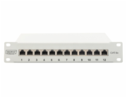 Digitus DN-91612S-EA-G DIGITUS CAT 6A Patch Panel, stíněný, 12-portové pole se štítkem, 1U, 10 "montáž do stojanu, šedá RAL 7035