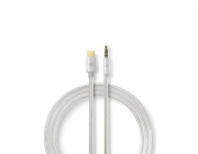 Nedis CCTB65940AL10 USB-C na 3,5mm jack, audio, USB 2.0, zástrčka USB-C, zástrčka 3,5mm jack, nylon, 1m, štríbrný NEDIS PROFIGOLD USB-C/USB 2.0 adaptér/ USB-C zástrčka - 3,5 jack mm zástrčka/ nylon/ s