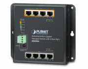 Planet WGS-804HPT Planet průmyslový plochý switch L2, 8x1Gb, 4xPoE 30/120W, dual 48-56VDC, IP30, -40~75°C, fanless